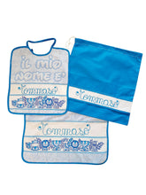 Carica l'immagine nel visualizzatore di Gallery, Set asilo 3 pezzi "SAFARI" personalizzato con NOME cotone 100% Made in Italy in 4 colori