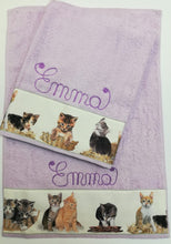 Carica l'immagine nel visualizzatore di Gallery, Asciugamano e ospite CON NOME personalizzato GATTI cotone 100% disponibile in 4 colori