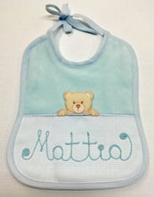 Carica l'immagine nel visualizzatore di Gallery, Bavaglino Orsetto 2 colori cotone 100% Made in Italy possibilità di personalizzazione
