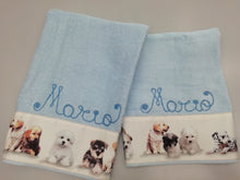 Carica l'immagine nel visualizzatore di Gallery, Asciugamano e ospite CON NOME personalizzato CANI cotone 100% disponibile in 4 colori