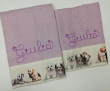 Carica l'immagine nel visualizzatore di Gallery, Asciugamano e ospite CON NOME personalizzato CANI cotone 100% disponibile in 4 colori