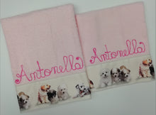 Carica l'immagine nel visualizzatore di Gallery, Asciugamano e ospite CON NOME personalizzato CANI cotone 100% disponibile in 4 colori