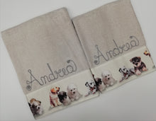 Carica l'immagine nel visualizzatore di Gallery, Asciugamano e ospite CON NOME personalizzato CANI cotone 100% disponibile in 4 colori