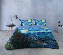 Carica l'immagine nel visualizzatore di Gallery, Lenzuola copriletto matrimoniale stampa digitale ARTE cotone 100% Made in Italy