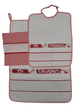 Carica l'immagine nel visualizzatore di Gallery, Set asilo 3 pezzi "Mi chiamo" personalizzato con NOME cotone 100% Made in Italy in 4 colori
